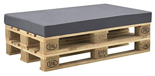 [neu.haus] Neuhaus Schaumstoff mit Bezug im Set Palettenkissenbezug 120x80x10cm Dunkelgrau ÖKO-TEX Standard In- & Outdoor Palettenkissen Sitzkissen Palettenpolster Waschbar Wasserabweisend