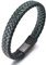 HALUKAKAH ● Jazz ● Le Bracelet de l’Homme en Cuir Véritable Noire Cordon Vert Fermoir Magnétique Titane 21.5cm avec Le Boîte-Cadeau