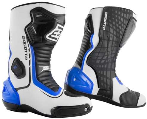 Bogotto Race-X Motorrad Stiefel, weiß/blau/schwarz, 47