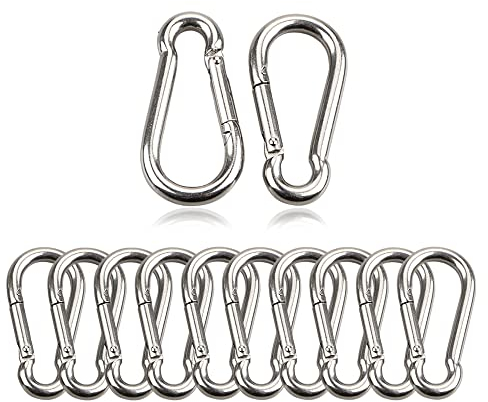 Vasemele Edelstahl Schlüsselbund - 12 Stück Rostfrei Feder-Karabiner 40mm - Klein Für Tragen