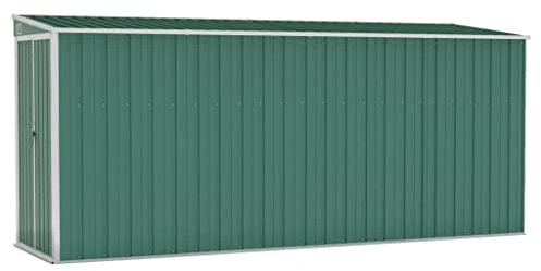 vidaXL Abri de Jardin Mural Abri de Rangement d'Outils Rangement d'Equipement de Jardin Extérieur Vert 118x382x178 cm Acier Galvanisé