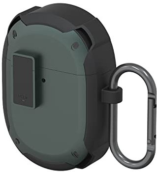 Geekria PC Case Cover Compatible with Google Pixel Buds A True Wireless Earbuds, Earphones Skin Cover, Protective Carrying Case with Keychain Hook, Charging Port Accessible (Black Green)