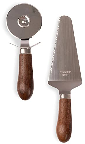 Sagaform 5018353 Pizzaschneider&Tortenheber, Holz-Edelstahl