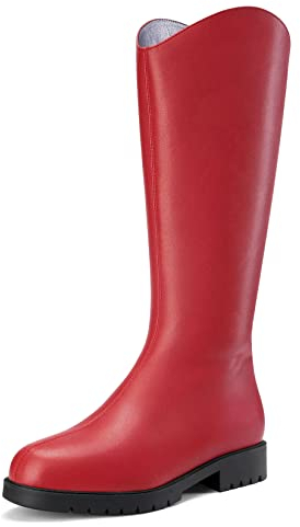 Castamere Donna Chunky Blocco Basso Tacco Heel Chiusa Rotonda Punta Metà polpaccio Cerniera Ufficio Clear Classico Stivali Rosso 41 EU