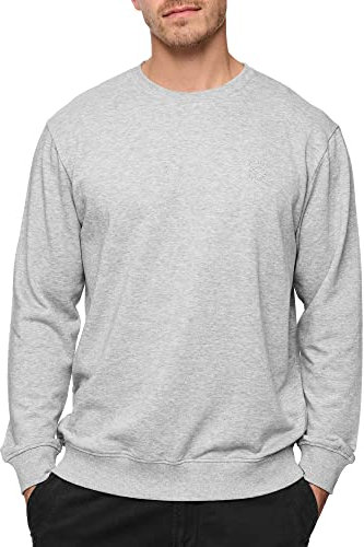 Indicode Herren Holt Sweatshirt aus Baumwollmischung | Sweater mit RIPP-Bündchen Pullover für Männer Lt Grey Mix, S