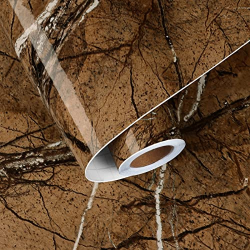 HotDecor Braune Tapete Selbstklebend Klebefolie für Küchenarbeitsplatte Marmor Folie für Möbel PVC Dekofolie Möbelfolie Küchenrückwand Küchenfolie Selbstklebend Klebefolie Marmoroptik 60cm X 300cm