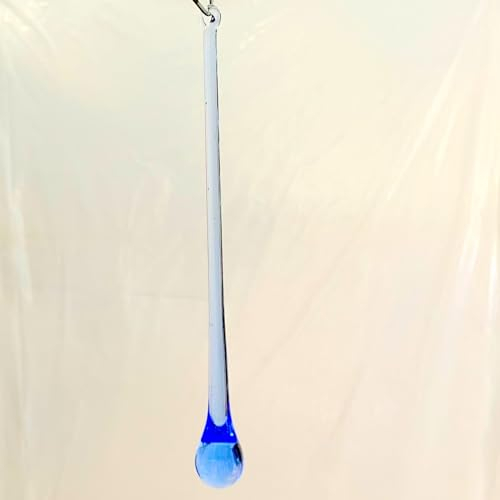 Tropfen zum hängen blaues Glas mit Öse Glastropfen zum hängen Fensterdekoration Christbaumschmuck Lüster Ornament Länge ca. 40 cm Durchmesser 3 cm Oberstdorfer Glashütte