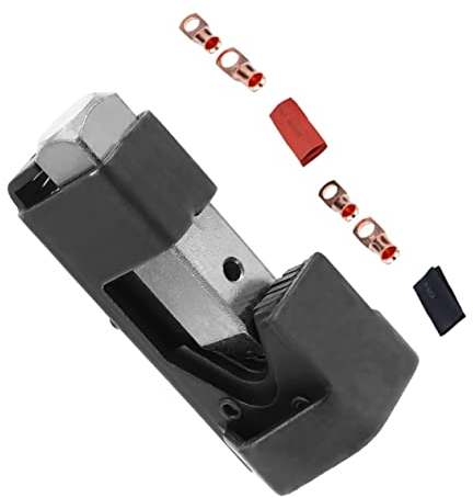 Veemoon Hammer Crimpzange für Autobatterie Polklemmen mit 4 Kupfer Anschlussklemmen aus robustem Metall Sicheres und Einfaches Crimpwerkzeug für Fahrzeuge und Wechselrichter