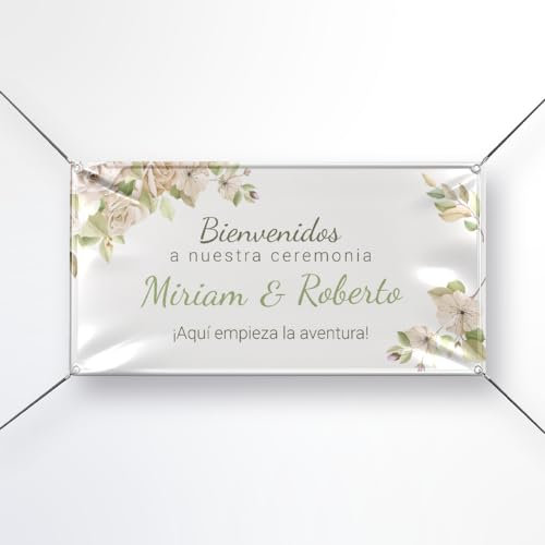 Decoración Boda – Pancarta Personalizada para Bodas en Varios Modelos y Medidas - Banner Personalizado con Nombres y Texto - Bodas de Oro y Plata (Modelo 3)