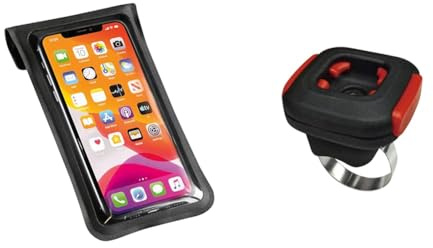 KlickFix Unisex-Adult Phonebag Light M Textiltasche für Smartphones, Schwarz, M & 210 Zubehör Quad Adapter Schwarz, One Size