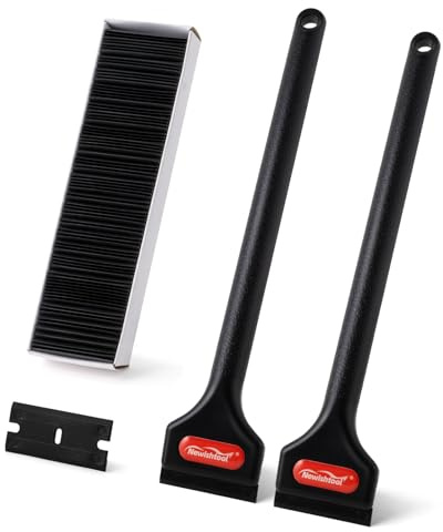 NEWISHTOOL 2 Pcs Long Handle Plastic Razor Blade Scraper and 100 PCS Blades