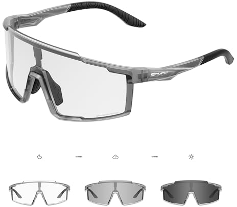 SCVCN Photochromatische Selbsttönend Fahrradbrille für Herren Damen Klar Rennrad Brille MTB Sportbrille Radbrille UV400 Sportsonnenbrille Radsport Radfahren S121