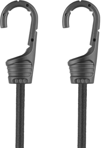45cm Elastic Bungee Cords, 2Pcs Black Bungee Straps Heavy Duty Bungee Ropes with Hooks for Caravan RVs Trunks Luggage Racks Tie Downs Locking