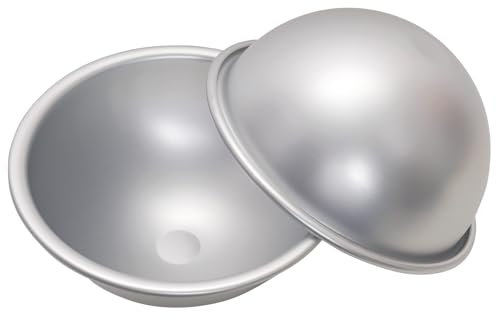Gvhntk 2 Pcs Dome Cake Pan 6 Inch Football Shaped Anodized Aluminum Hemisphere Nonstick Ball Pan for Birthday DIY Cakes Wedding Anniversary Baking Tools (2, 6 Inch)