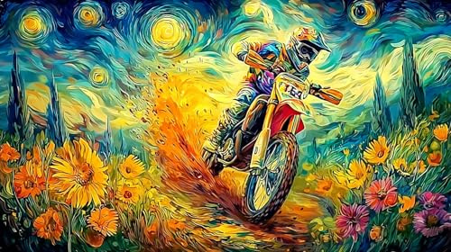 Motorradfahrer mit Adler und Flammen 1000 Teile Puzzle für Erwachsene und Kinder ab 12 Jahren Recyclingpapier Spaßiges und Herausforderndes Familienspiel für Wanddekoration 38x26/1000 Teile