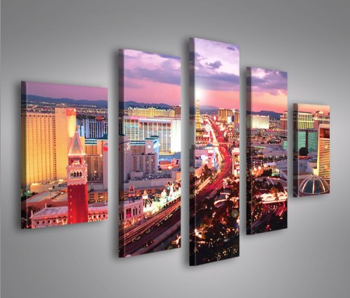 islandburner Bild Bilder auf Leinwand Las Vegas V2 MF XXL Poster Leinwandbild Wandbild Dekoartikel Wohnzimmer Marke