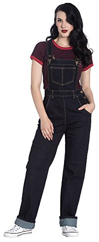 Hell Bunny Damen Latzhose Elly May Denim Dungarees 5474 (M, Navy Blau)