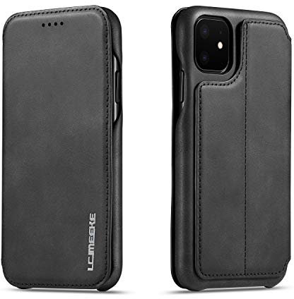 QLTYPRI Case for iPhone 11 Pro Max, Vintage Slim Magnetic Closure PU Leather Case with Stand Function & Credit Card Slot Holder Shockproof Flip Wallet Case Cover for iPhone 11 Pro Max - Black