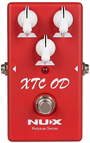 Nux XTC OD Pedal, E-Gitarren Effektpedal (Effektsteuerung mit Reglern für Level, Gain und Tone, Ideal für Blues oder Classic Rock, Batteriebetrieb möglich: 9V Batterie), Rot