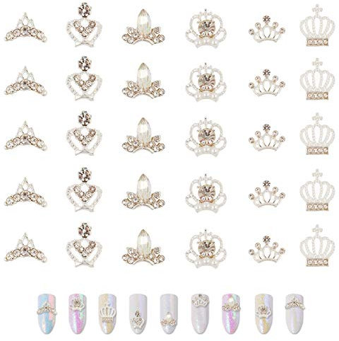 NICENEEDED Nail Decoration Set With 30 Pcs Silver Nail Art Rhinestones 3D Nail Metal Gems For Women Girls Salon Home DIY Nail Design Nail Art Supplies