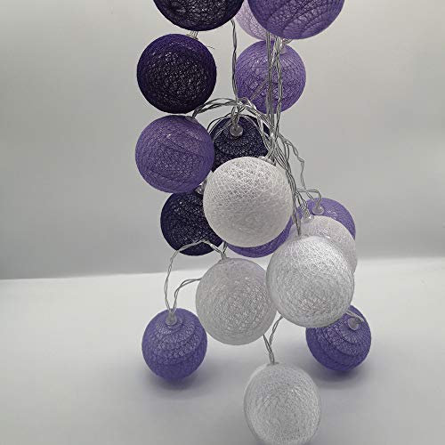DOTBUY-SHOP Gradient LED Cotton Ball String Lights Xmas Fairy Lights Christmas Decoration Battery Operated for Indoor outdoor New Year Holiday Wedding Party Bed Decor Garlands (Purple,1.8M/10LED)