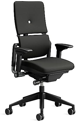 Steelcase Please Ergonomischer Bürodrehstuhl mit höhenverstellbarer Lumbalstütze Onyx Schwarz, 66 x 64 x 108