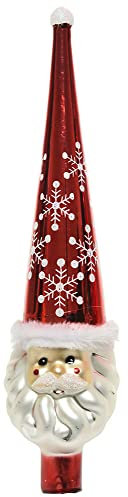 zeitzone Christbaumspitze Weihnachtsmann Echt Glas Rot Weiß Weihnachtsbaumspitze 30cm