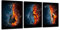 ZHONGYUTONG 3 Stück Musik Wand Kunstdruck Gerahmt Wasser und Feuer Instrumentenserie Bild Musiknote Gitarre Saxophon Poster Skandinavische Gemälde Moderne Wohnkultur (40x60cmx3 Stück)