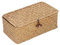 Cyrank Aufbewahrungskorb aus Rattan, dekorative Aufbewahrungsboxen aus Seegras mit Deckel für Regalorganisatoren(L)