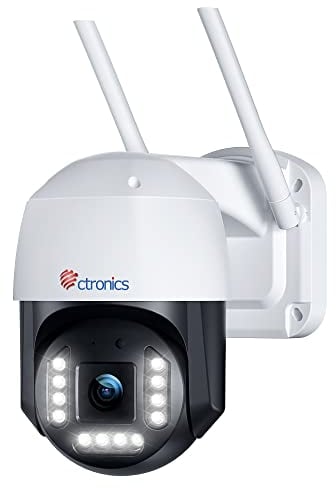 Ctronics 4K 8MP Überwachungskamera Aussen WLAN, 2,4GHz/5GHz Dualband WiFi PTZ IP Kamera Outdoor mit Personen-/Fahrzeugerkennung, Automatische Verfolgung, 355°/90° Schwenkbar, Farbnachtsicht, IP66