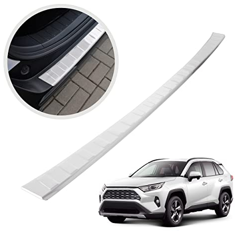 CHROMEMASTER| Ladekantenschutz Stoßstangenschutz | Kompatibel mit Toyota RAV4 V 12.2018+, 2020+, 2022+ | Gebürsteter Edelstahl, Silber matt | Lackschutzleiste Sichert den Heckstoßfänger vor Kratzern
