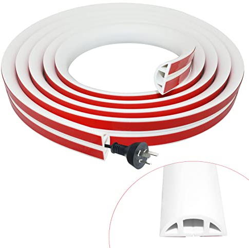 Kabelkanal selbstklebend Länge 3m Boden Kabelbrücke flexiblen Kabelschutz Kabelschacht Kabelabdeckung für Haus Büro Lager Konzert (3m×3cm, Weiß)