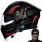DXDRT Bluetooth Motorrad Flip Up Fronthelm DOT/ECE Genehmigt Motorrad Modular Full Face Helm HD Dual Sonnenblende Motorrad Helm Eingebaute Dual Lautsprecher Mit Mikrofon,Rot,M