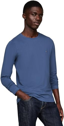 Tommy Hilfiger Men's Stretch Slim Fit Long Sleeve Tee Mw0mw10804 L/S T-Shirt, Blue (Aegean Sea), 3XL Plus