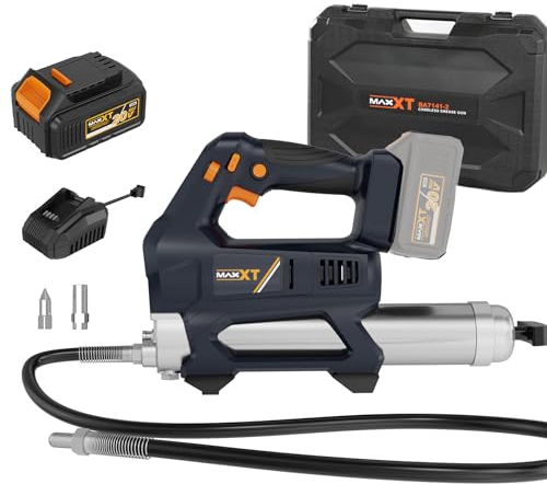 MAXXT Akku Fettpresse 20V, Fettpresse Batteriebetrieben 4.0Ah 6 Stufen Variabler Geschwindigkeitsauslöser 20000 PSI mit LED, Elektrische Fettpresse mit Akkus und Ladegerät