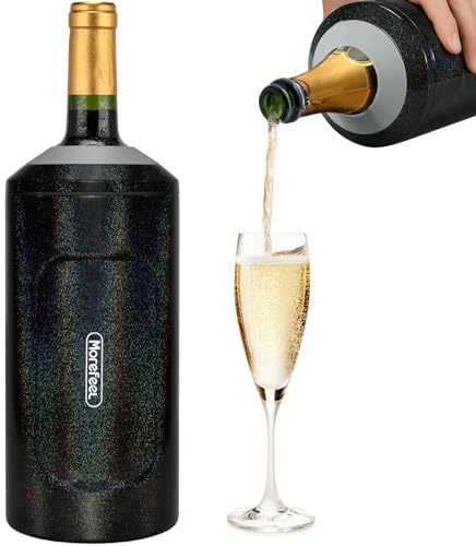 MoreFeel Wine Chillers for Bottles - Stainless Steel Portable Champagne Cooler Sleeve - Double Walled Vacuum Insulated for Most 750ml Bottles