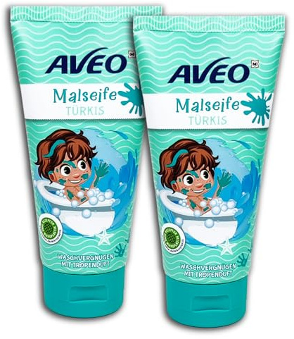 2 er Pack AVEO Kids Malseife Türkis Tropenduft 2 x 75 ml