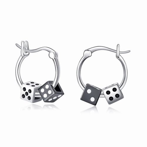 Würfel Ohrringe 925er Sterlingsilber hohle Würfel Creolen Schmuck für Männer und Frauen