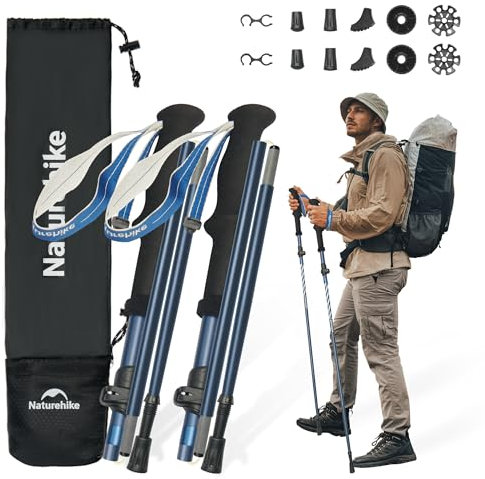 Naturehike Wanderstöcke 7075 Aluminium Trekkingstöcke Ultraleicht Faltbar 115-135CM Walking Stöcke für Damen & Herren Hiking/Camping/Mountaining