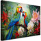 Feeby Impression sur toile - Perroquets multicolores Jungle tropicale - decoration chambre - 90x60 cm - decoration murale - decoration maison - Moderne - ART - poster mural