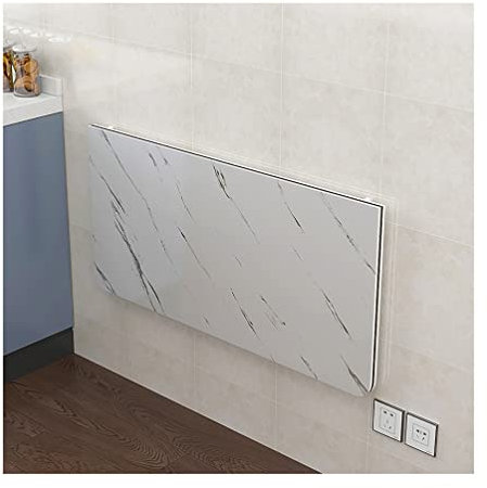 ZNGEPHAP Klappstuhl Wand-Esstisch mit Marmormuster für die Küche, 80 x 40 cm, Wandtisch mit weißer Glasplatte für das Esszimmer