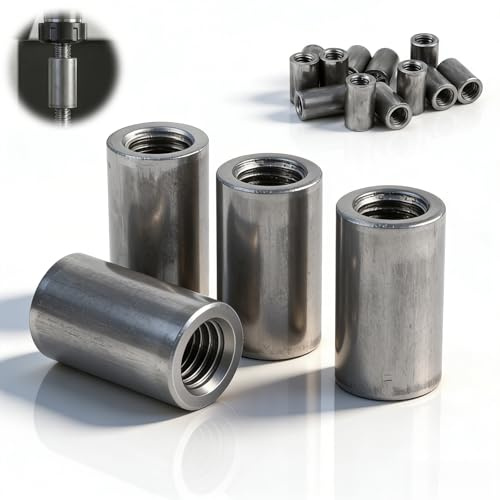 mawmuaw 12 Pezzi Manicotto Filettato M12x16x40 mm Dadi di Accoppiamento Tondi M12 Manicotti Filettati Rotondi Dadi di Accoppiamento Acciaio al Carbonio Dado Lungo per Barre Filettate Viti e Bulloni
