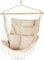 Outtec Hängesessel 100x130x75cm – bis 150 kg - Outdoor Sessel mit Kissen - Sitzsack zum Hängen Schaukel Für Garten und Zimmer – Boho – Fransen Brasilianischer Stuhl - Beige