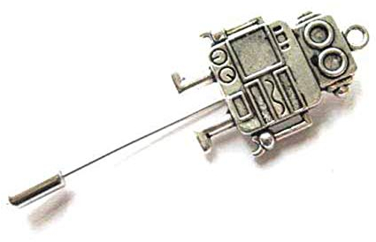 Miniblings Roboter Krawattennadel Anstecknadel Pin Anstecker Steampunk 4cm - Handmade Modeschmuck I Herrenschmuck Männerschmuck Schlipsklammer Krawattenklammer