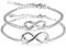 JewelryWe Unendlichkeitszeichen Armband Damen Fußkette: 2pcs Edelstahl Lieben Infinity Unendlichkeit Zeichen Charm Armkette Fußkettchen Armreif mit Gravur Geschenk für Frauen Mädchen Silber