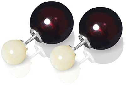 ANDANTE Premium Collection - Echter OSTSEE Bernstein Ohrstecker in 925 Sterling Silber - Beidseitig - (2 in 1) Zwei Trageweisen möglich !!! - Zertifiziert - Gold des Meeres - Farbe Kirsche und Gelb