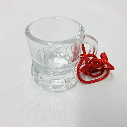 Warenfux24 24 Schnapsglas mit henkel und umhänge band Schwarz Grün Gelb Blau Rot (Rot)