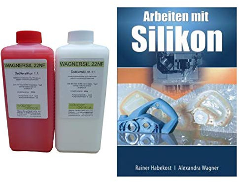 Wagnersil Premium 22 NF rosa Shore 25 EFZ 30 min 1:1 im Set mit Buch Arbeiten Silikon von Rainer Habekost und Alexandra Wagner - Größe: 1kg (2x500g)