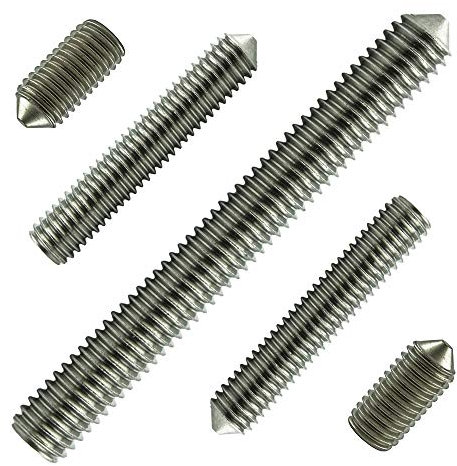 M10x16 mm (100 Stück) Madenschrauben - Edelstahl VA A2 V2A - Gewindestift mit Innensechskant und Spitze - DIN 914 - ISO 4027 | AGBERG