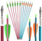 SHARROW 12 Aluminium Pfeile 32 Zoll Pfeile für Bogenschießen Spine 500 Jagd Bogen Pfeile Jagdpfeile mit Kunststoffbefiederung für Pfeil Und Bogen Recurvebogen Compoundbogen Langbogen (Rot+Blau)